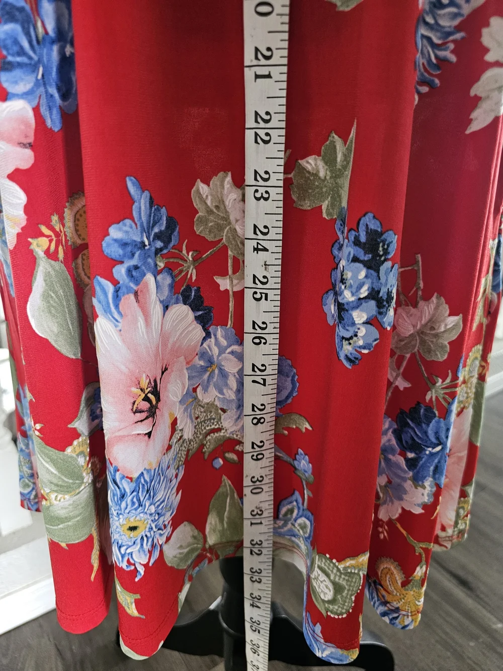 Apt. 9 Red Floral Sleeveless Midi Dress with Blue and Green Blooms - Picture 12 of 12